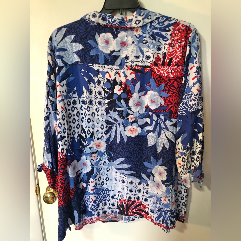 Ruby Rd. Blue and Red Patterned Shirt Sz. 2X - Picture 3 of 3